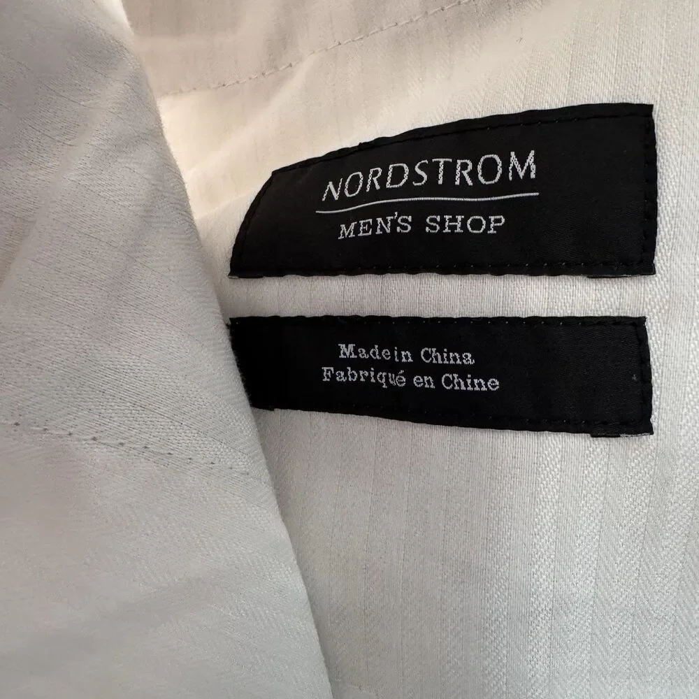 Nordstrom Pants Mens 35R Beige Flat Front Dress Trousers Ormezzano Italian Linen